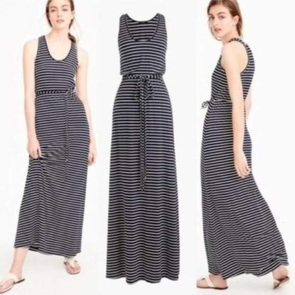 J.Crew Heather Gray Sleeveless Tie Waist Maxi Dress Casual Peppy Effortless Chic - Picture 3 of 16